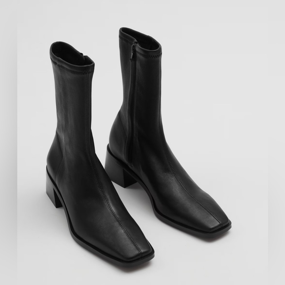 Black Leather Ankle Boots